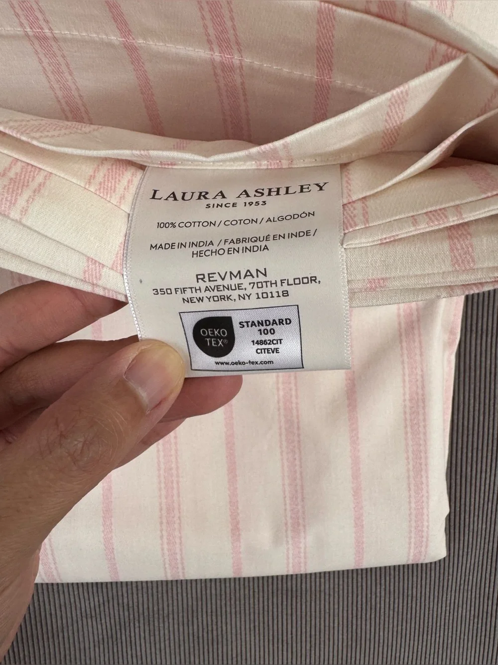 Laura Ashley Pink Striped Flat Sheet King NWOT